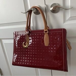 Arcadia large Italian patent leather Red laptop bag